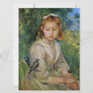 Cartão Young Girl With a Bird (por Berthe Morisot)
