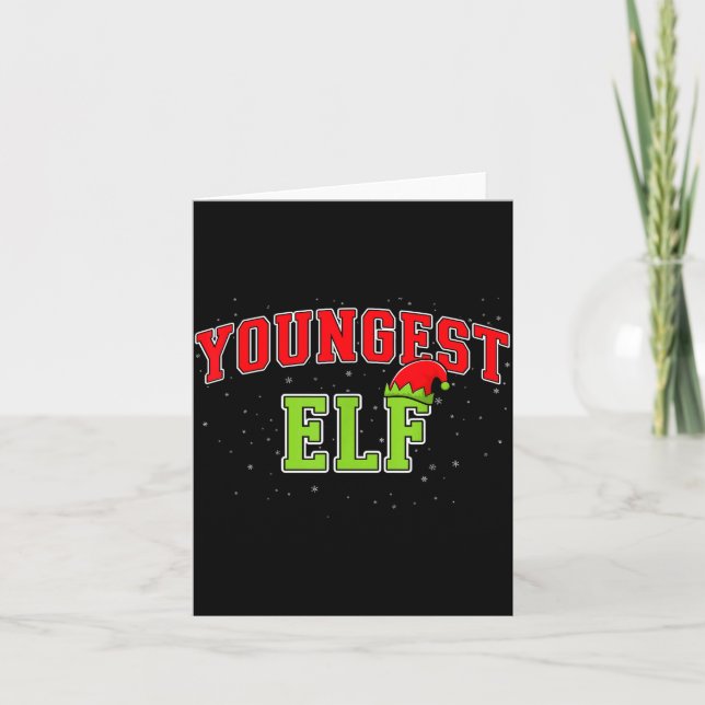 Cartão Youngest Elf Christmas Family Matching Group Xmas  (Frente)