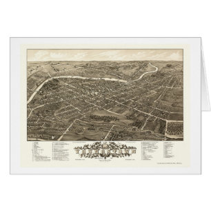 Cartão Youngstown, mapa panorâmico do OH - 1882