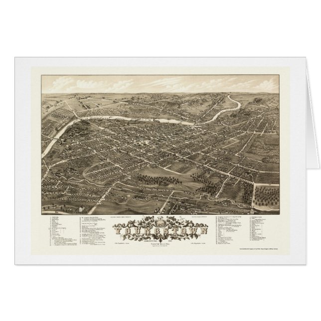 Cartão Youngstown, mapa panorâmico do OH - 1882 (Frente Horizontal)