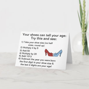 Cartão Your shoes can tell your age Birthday Card