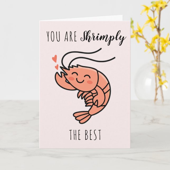 Cartão You're Shrimply The Best Cute Kids Valentine's Day (Flor Amarela)