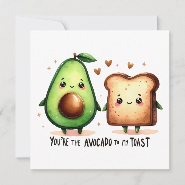 Cartão You're the Avocado to My Toast – Whimsical Love  (Frente)