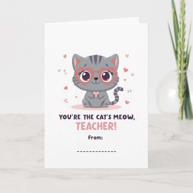 Cartão You're the Cat's Meow Teacher Valentine Card (Frente)