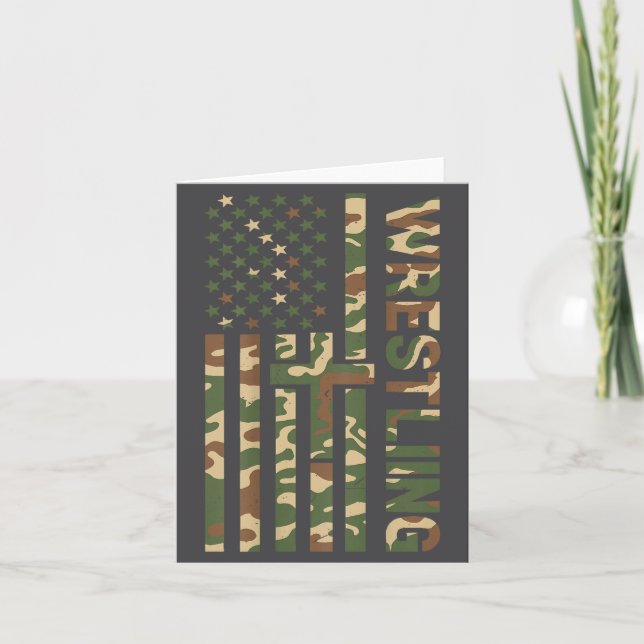 Cartão Youth Camo Wrestling American Flag Us Patriotic Bo (Frente)