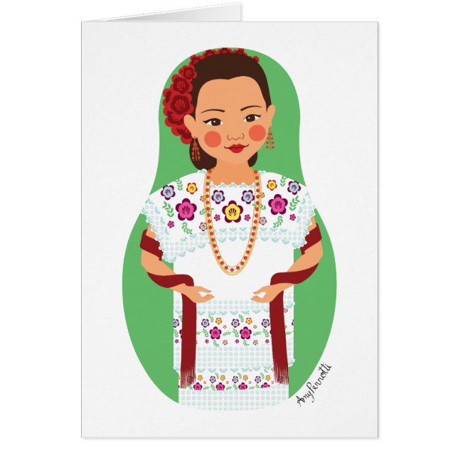 Cartão Yucatan Matryoshka mexicano (Frente)