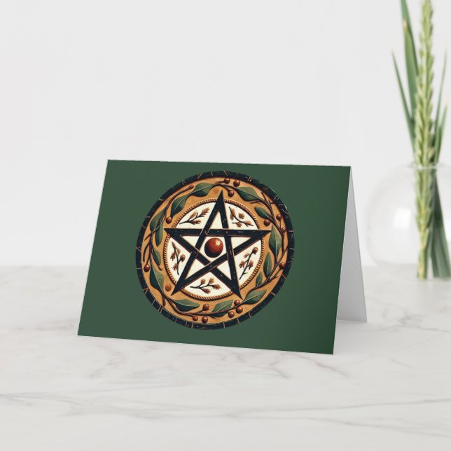 Cartão Yule Pentacle (Frente)