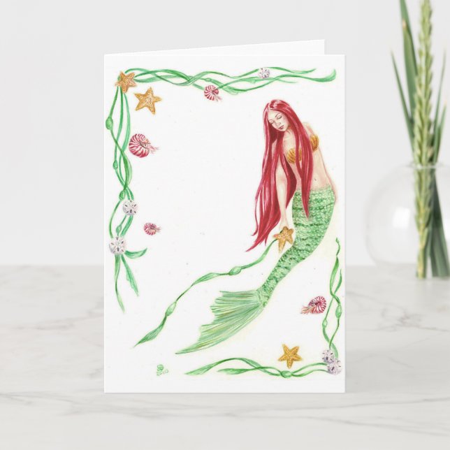 Cartão Yule Tide Saudações por Deanna Bach Art (Frente)