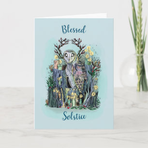 Cartão Yule Winter Solstice Barn Owl Com Corridas