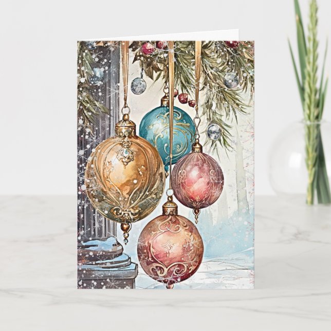 Cartão Yuletide Glimmer Opulento (Frente)