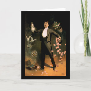 Cartão Zan Zig performing with rabbits and roses