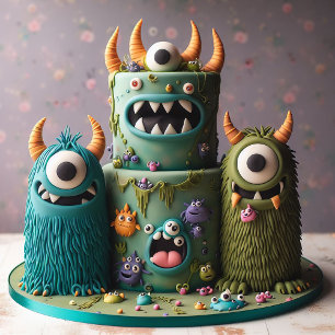 CARTÃO ZANY MONSTERS DECORRIDO DE ANIVERSÁRIO DE CRIANÇA