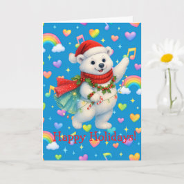 Cartão Zarah’s Winter Twirl — Pastel Rainbow Hearts Holid