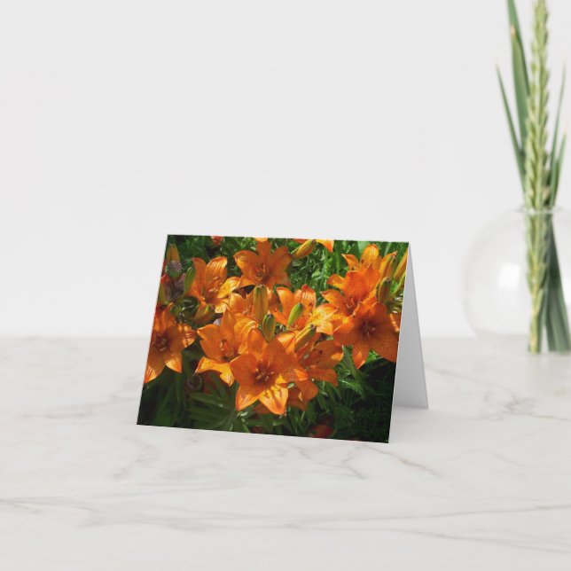 Cartão Zazzle Orange Floral Vazio Notecard (Frente)