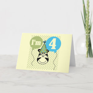 Cartão Zebra 4º Aniversário T-shirts e presentes