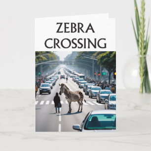 Cartão Zebra atravessando a estrada