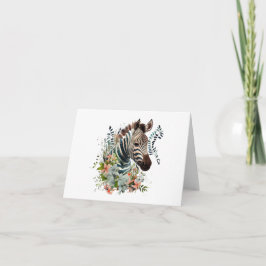 Cartão Zebra doce com VAZIO de muitas flores