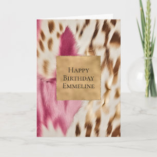 Cartão Zebra Dourada Rosa na moda
