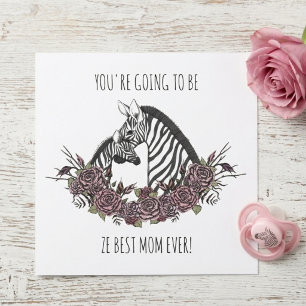 Cartão Zebra Mãe e Bebê Fofos Parabéns pela sua Gravidez
