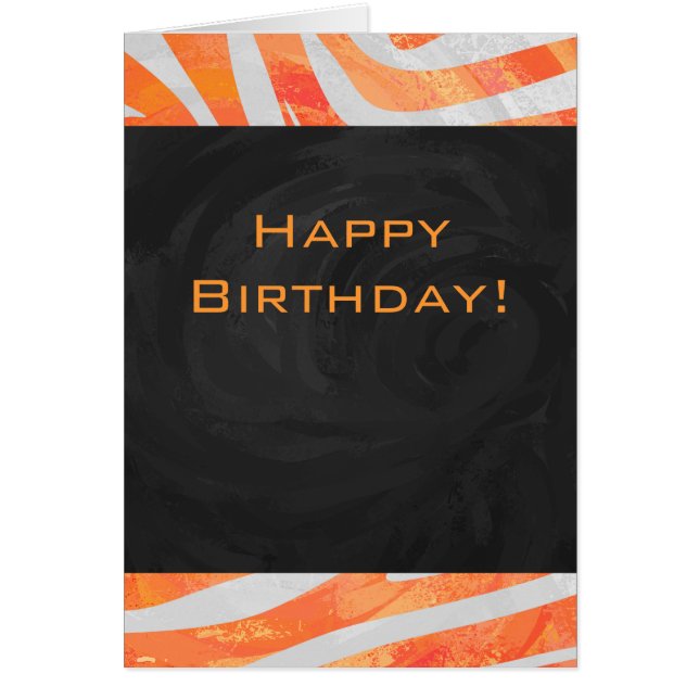 Cartão Zebra Monograma Laranja e Branco (Frente)