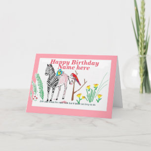 Cartão Zebra no Salão, aniversário engraçado, para ela.