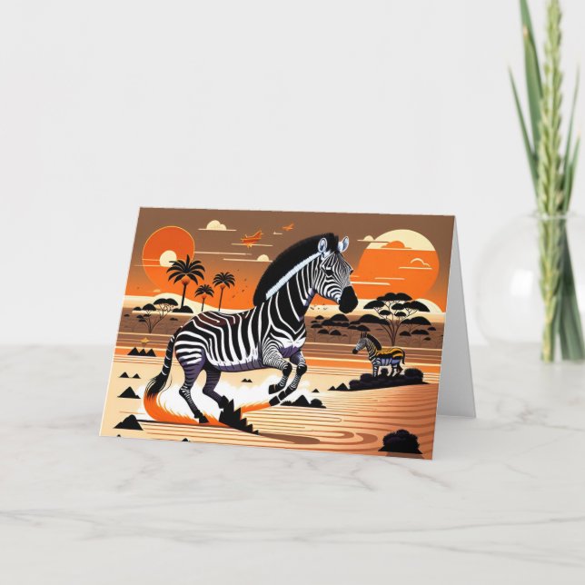 Cartão Zebra: Preto, Branco e Laranja (Frente)