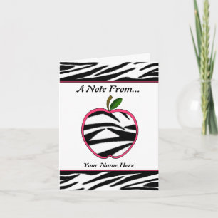 Cartão Zebra Print Apple Teacher Notecard
