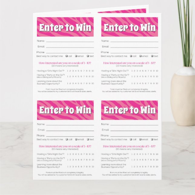 Cartão Zebra Printable Vendor Slips – Editable Download (Frente)