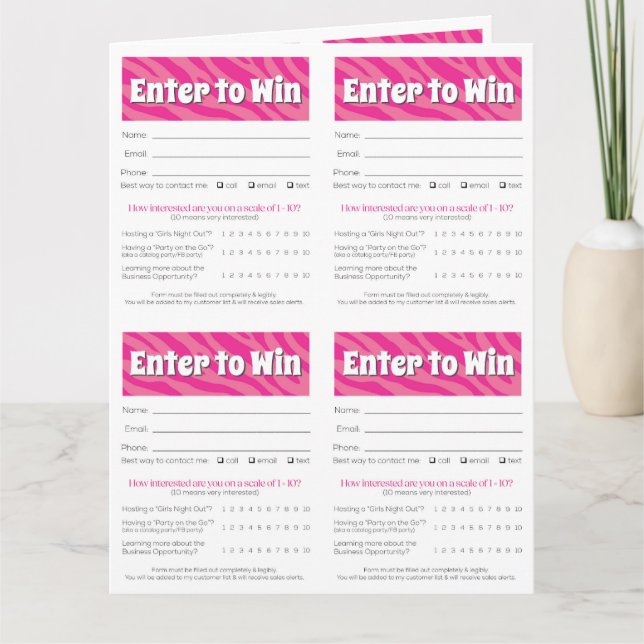 Cartão Zebra Printable Vendor Slips – Editable Download (Frente)