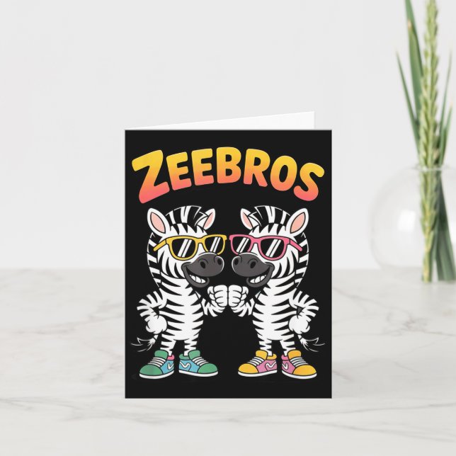 Cartão Zeebros Cute Zebra Duo Design For Zebros Lovers  (Frente)