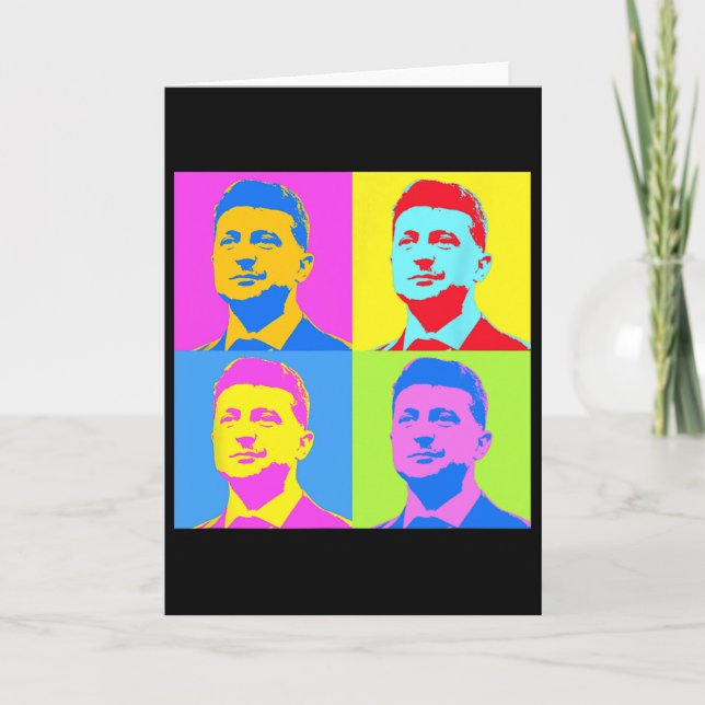 Cartão Zelensky Stand With Ukraine Ukrainians Support Pop (Frente)
