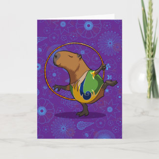 Cartão Zen Capybara Dancer Funny Rhythmic Gymnast Cartoon