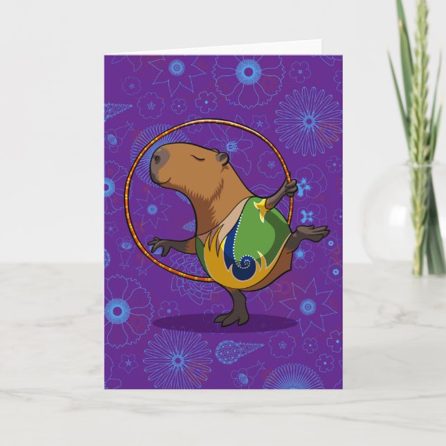 Cartão Zen Capybara Dancer Funny Rhythmic Gymnast Cartoon (Frente)