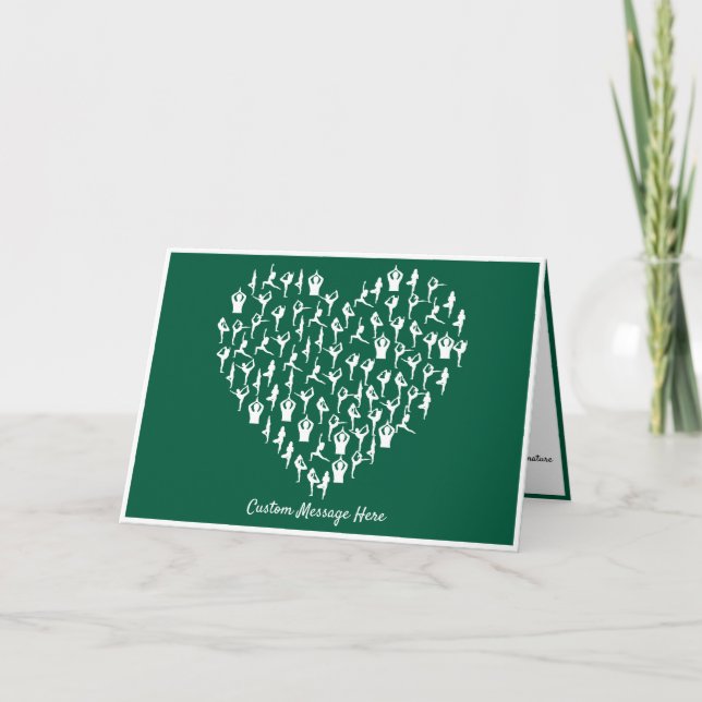 Cartão Zen Yoga Poses Cardíaca Design Note Card (Frente)