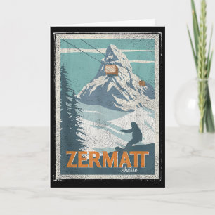 Cartão Zermatt Suíça Esqui de Inverno Snowboard Esqui