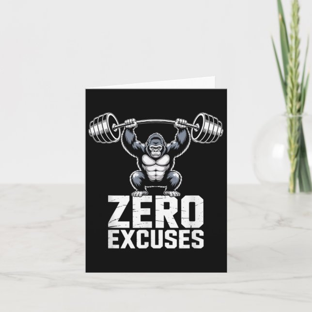 Cartão Zero Excuses Gorilla Gym Motivational Workout  (Frente)