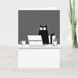 Cartão Zero Meowtivation Cat – Funny Lazy Work Cartoon