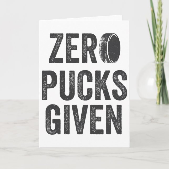 Cartão Zero Pucks Given Sarcastic Adult Hockey Men's Wome (Frente)