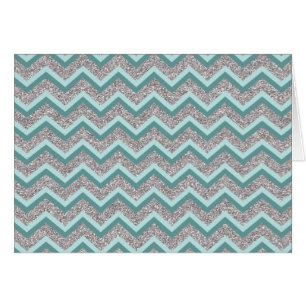 Cartão Ziguezague de prata do brilho e da cerceta