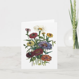 Cartão Zinnias Watercolor Blank Note Card