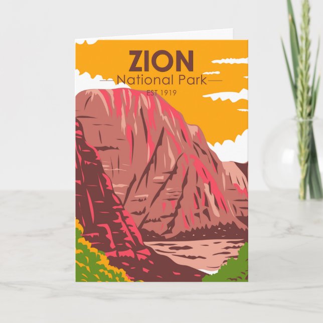 Cartão Zion National Park Utah Vintage (Frente)
