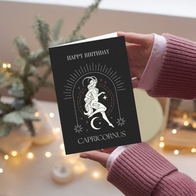 Cartão Zodiac Feliz Aniversário Místico Capricornu (HappyBirthday Mystic Capricornus Zodiac Card)
