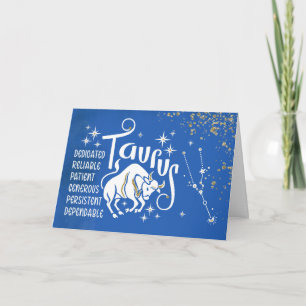 Cartão Zodiac Taurus Birthday com Sinal Constelação