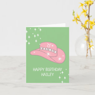 Cartão Zodiac Taurus Cowgirl Personalizada Que Aniversári