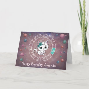 Cartão Zodiac Virgo Cute Cat Planet Astrologia