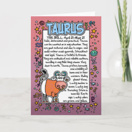 Cartão Zodíaco - fatos de divertimento do Taurus