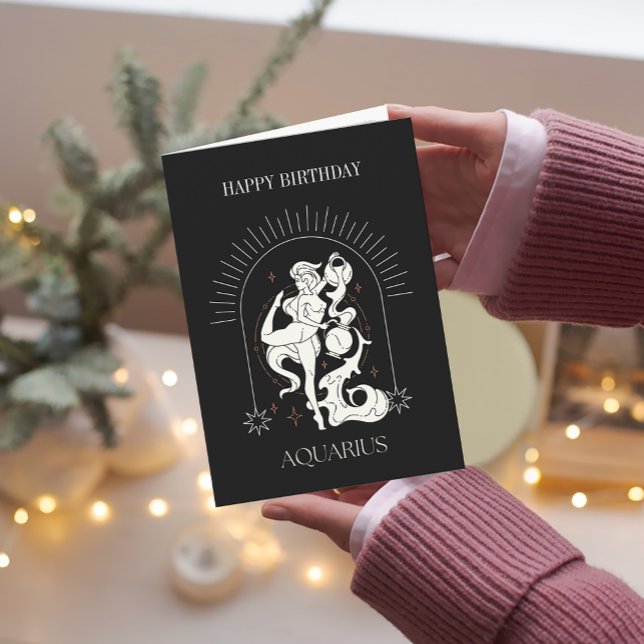 Cartão Zodíaco Feliz Aniversário Místico Aquário (HappyBirthday Mystic Aquarius Zodiac Card)