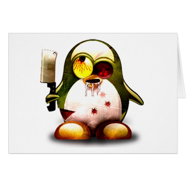 Cartão Zombi Tux (Linux Tux) (Frente Horizontal)