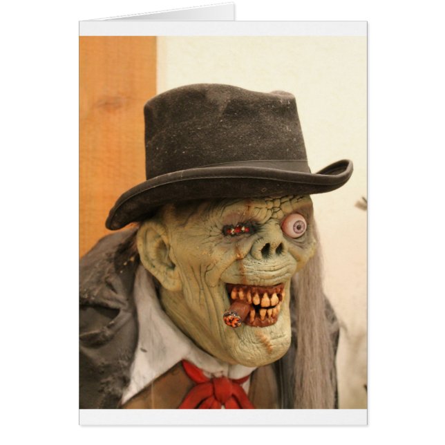 Cartão Zombie com Charuto e Chapéu Superior (Frente)
