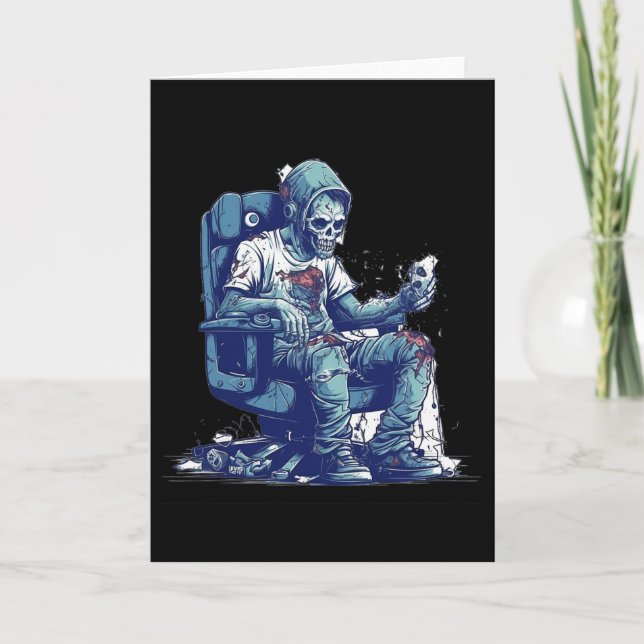 Cartão Zombie Gamer Halloween Figurume Jogos Vídeo game C (Frente)